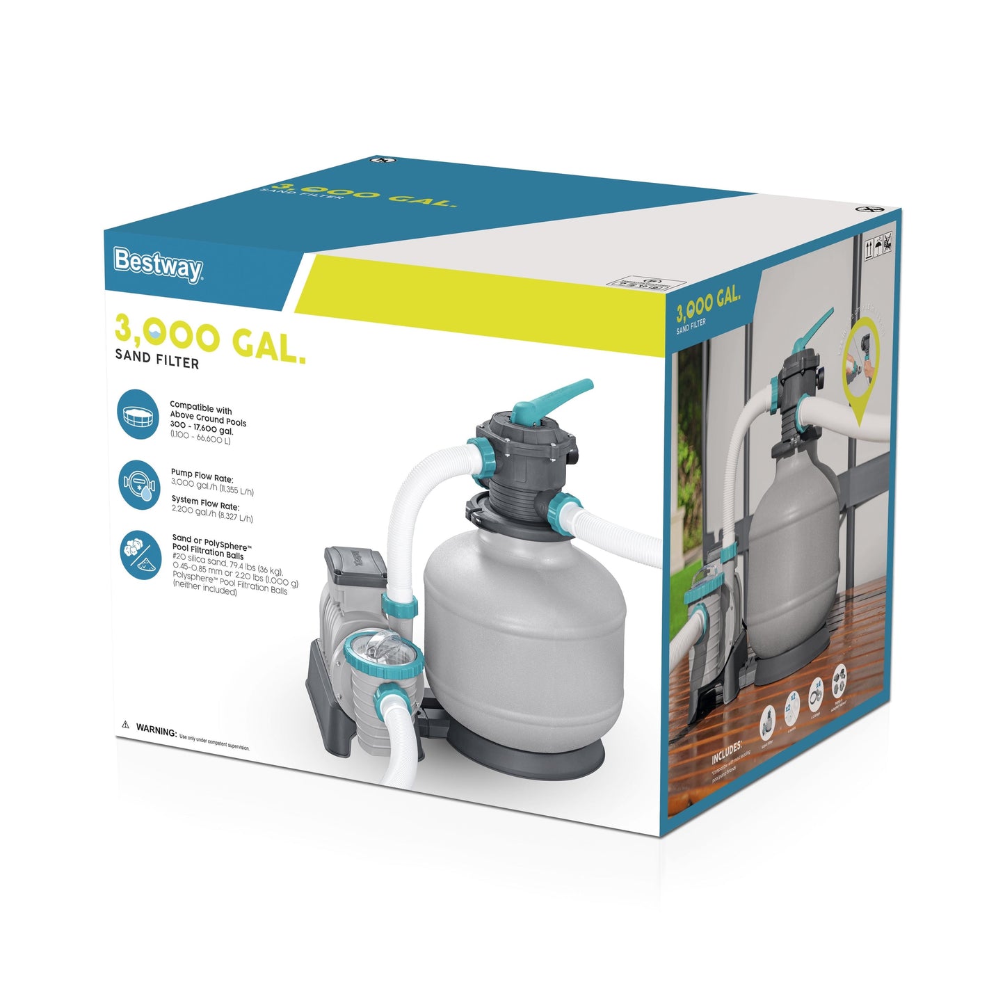 Bestway 3,000 gal. Above Ground Pool Sand Filter Pump