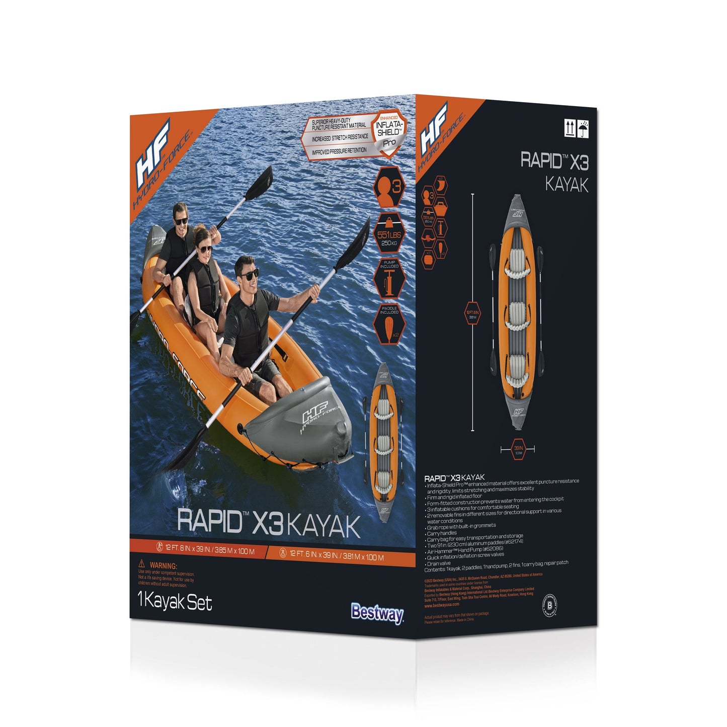 Hydro-Force Rapid X3 Inflatable Kayak Set 12'6"