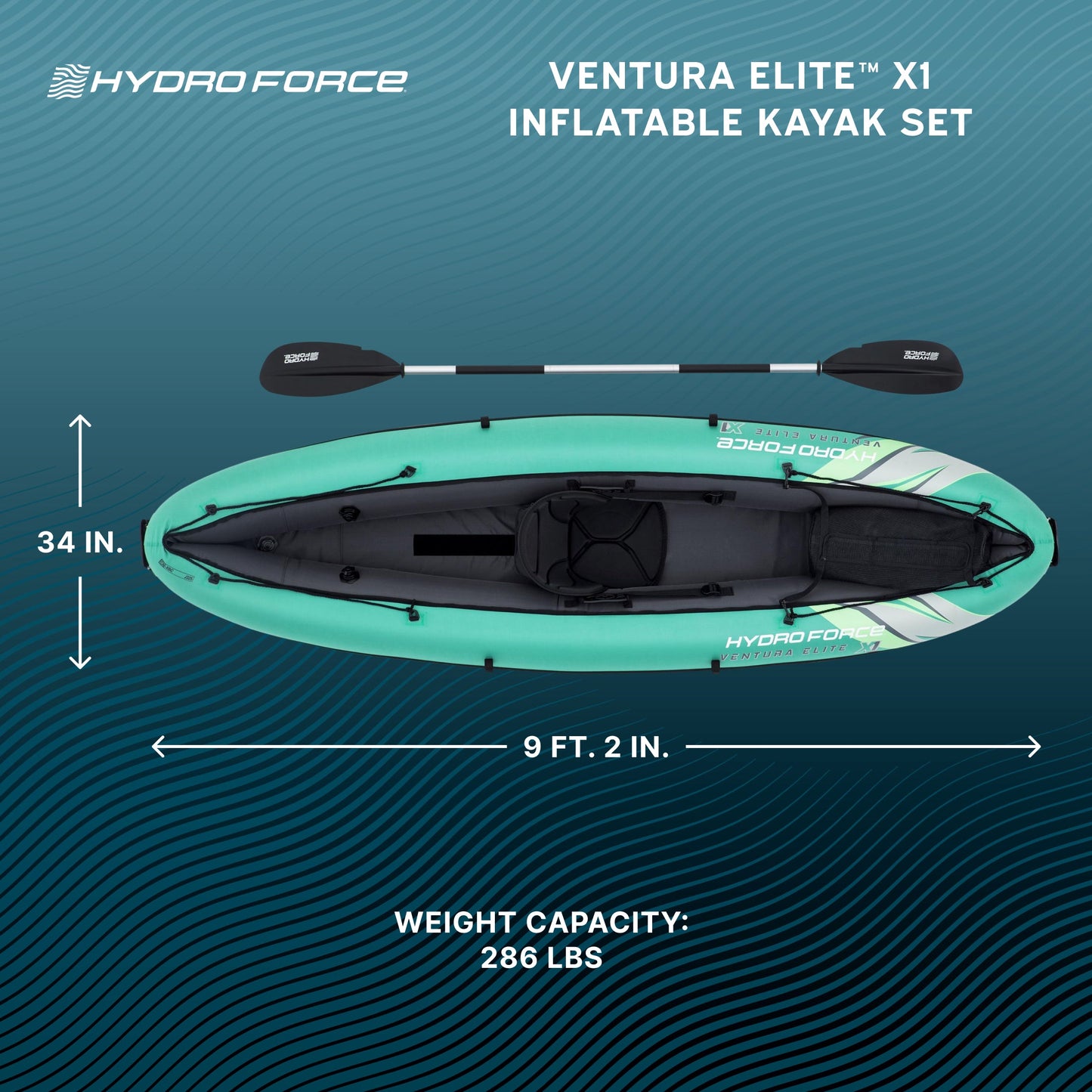 Hydro Force Ventura Elite X1 Inflatable 1-Person Kayak Set 9'2"