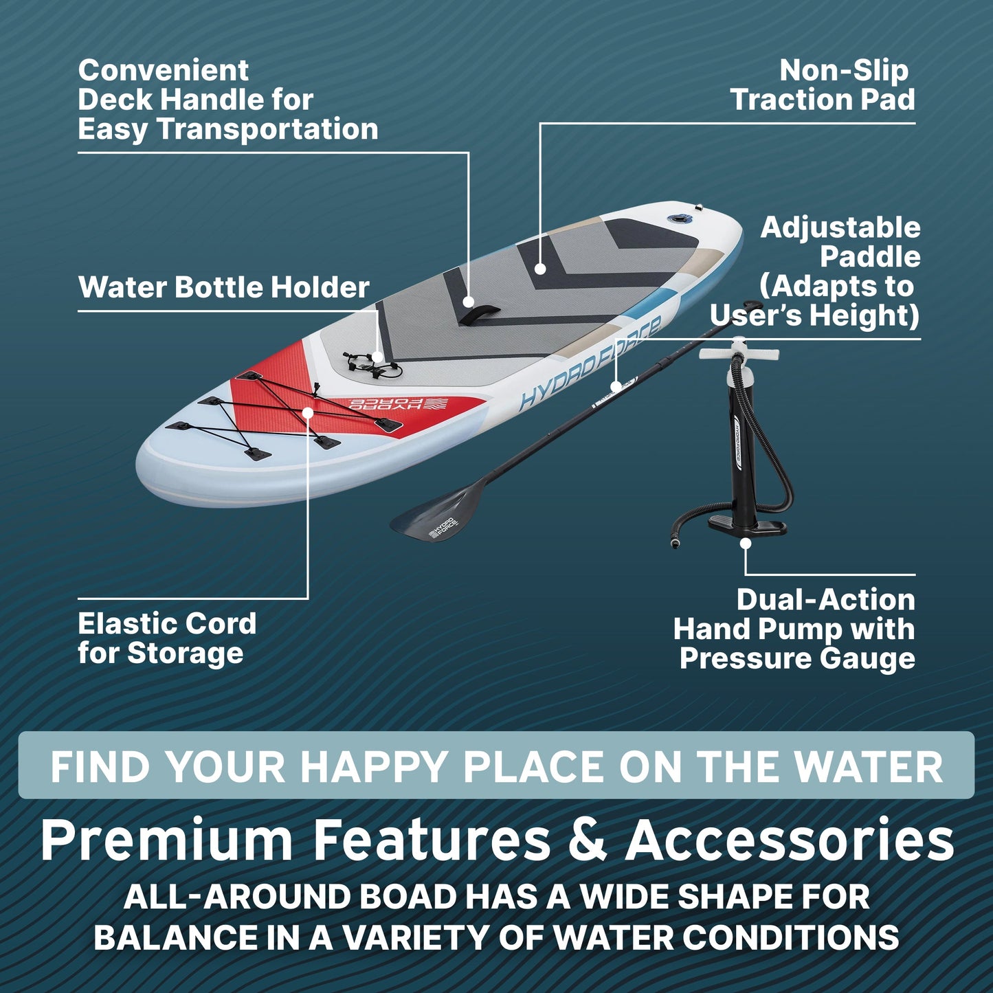 Hydro Force Solara Inflatable Stand-Up Paddleboard Set 10'